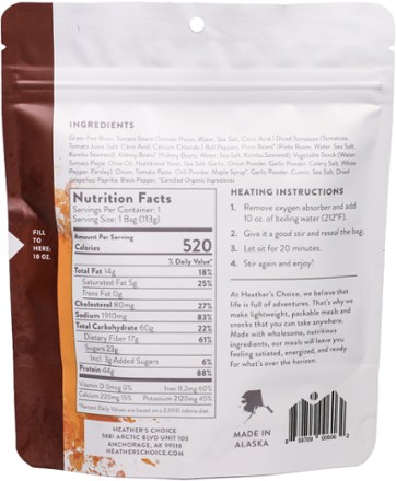 Heather's Choice Grass-Fed Bison Chili - 1 Serving 1