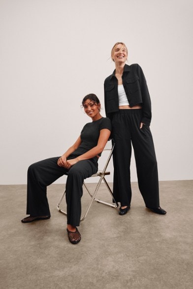 Location Image for Stretch Woven Wide-Leg Pants - Women's