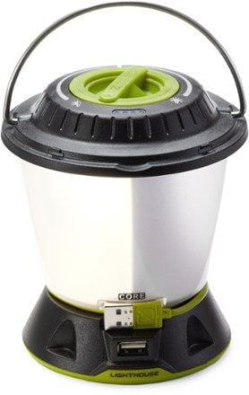 Goal Zero Lighthouse Core Lantern & USB Power Hub Light half on (Black/Green)