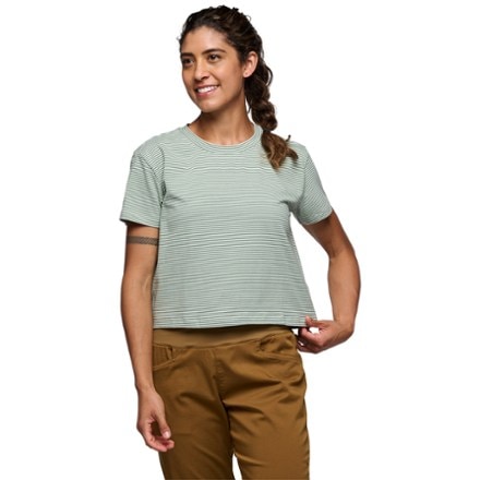 Black Diamond Stripe Crop T-Shirt - Women's 1
