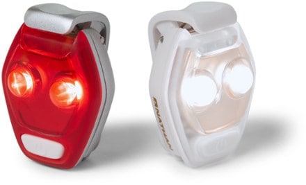 One red and one white clip on light