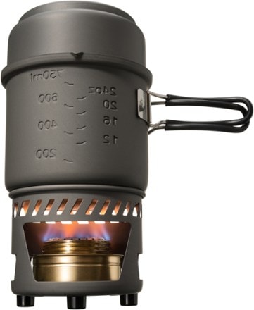 Esbit Alcohol Stove and Trekking Cookset Detail view (Gray)
