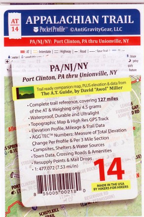 AntiGravityGear Appalachian Trail Pocket Profile Map: Pennsylvania/New Jersey/New York (Port Clinton, PA - Unionville, NY) 0