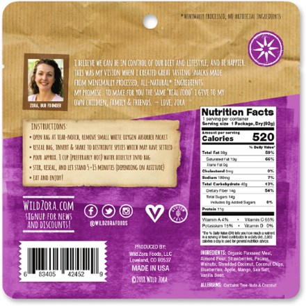 Wild Zora Paleo Meals To Go Cliffside Coconut Berry 3.2 oz. Pouch