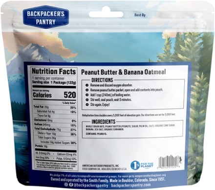 Backpacker's Pantry Peanut Butter Banana Oatmeal - 1 Serving 1