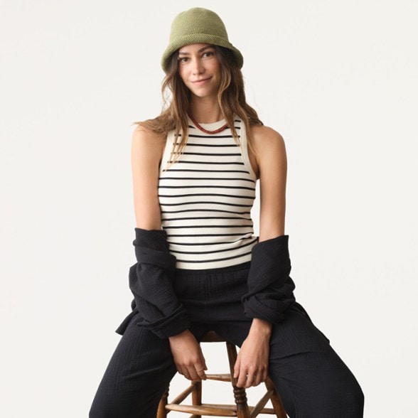On Body Image of color Cream/Black Stripe