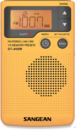 Sangean DT-400W AM/FM/NOAA Weather Alert Pocket Radio - Yellow, Emergency Alert, 19 Presets, Backlit Display 6 thumbnail image