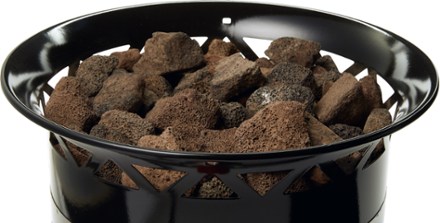 Redwood Gas Fire Pit with Lid and Heat-Dispersing Lava Rocks