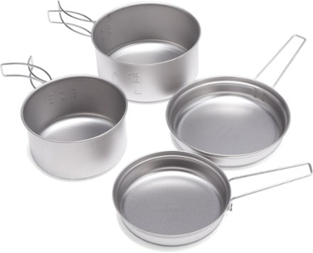 Camping Cookware Set 304 Stainless Steel 8-Piece Pots & Pans Open Fire –  USA Camp Gear