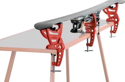 Swix Jaw Economy Ski Vise Set In Use (Red)