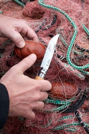 Opinel No. 8 Beechwood Handle Knife In use (Natural)