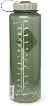 REI Co-op Nalgene Sustain Graphic Wide-Mouth Water Bottle - 48 fl. oz. Back view (Diamond/Celery)