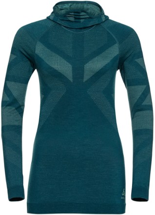 Odlo Women's Natural + Kinship Warm Base Layer Top with Face Mask Melange