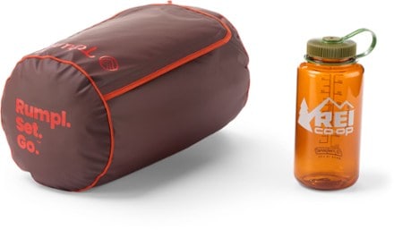 Rumpl Overland Mat StuffleBag carrying case (32 fl. oz. water bottle for scale; not included)