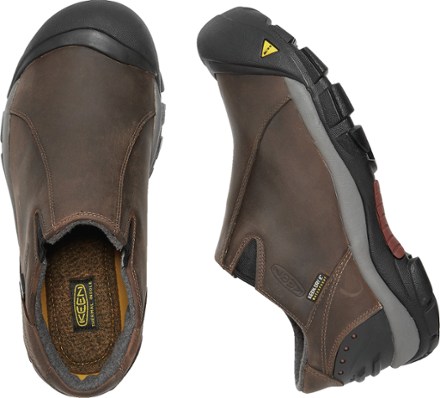 KEEN Brixen Low Waterproof Shoes - Men's Top view (Slate Black/Madder Brown)