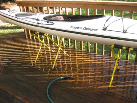 Suspenz Universal Portable Boat Stands - Set of 2 In use (Yellow)