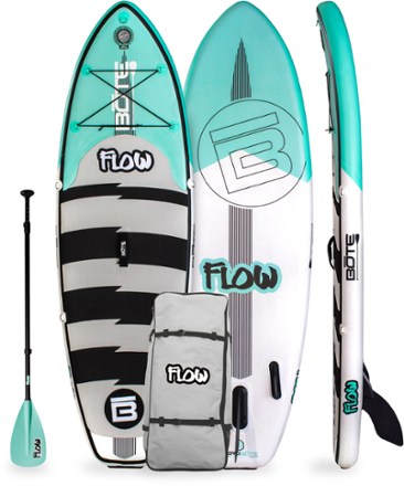Bote Flow Aero Native Stripes Inflatable Stand Up Paddle Board with Paddle - 8' - Kids' 0