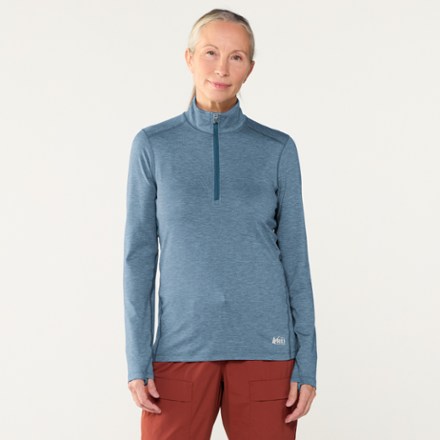 Tee-shirt manches longues avec zip Turtleneck 200 bleu marine - Woolpower