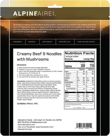 AlpineAire Foods Creamy Beef & Noodles - 1 Serving 2
