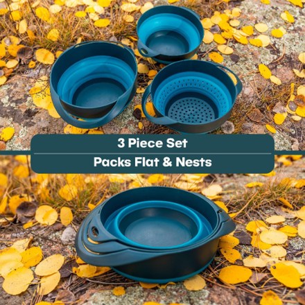 Adventure Ready Flat Pack Collapsible Bowls & Strainer Set | REI Co-op