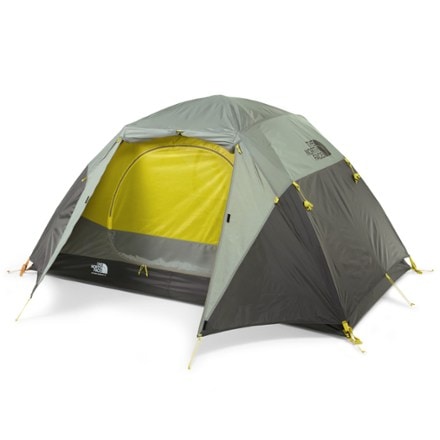 The North Face Stormbreak 2 Tent 3/4 front view with rainfly
