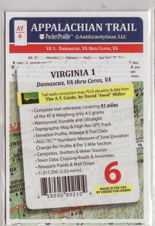 AntiGravityGear Appalachian Trail Pocket Profile Map: Virginia 1 (Damascus, VA - Ceres, VA) 0