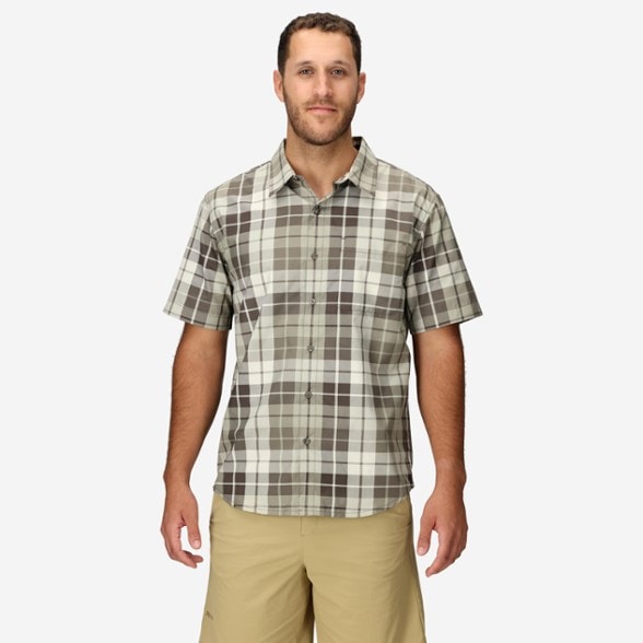 On Body Image of color Hickory Nut Wayland Plaid