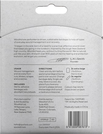 WoolAid Merino Wool Adhesive Bandages - Emergency Pack 1