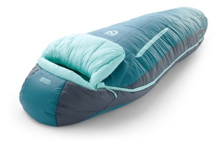 NEMO Forte 20 Endless Promise Sleeping Bag - Women's 3/4 head view (Abyss/Hazy Aqua)