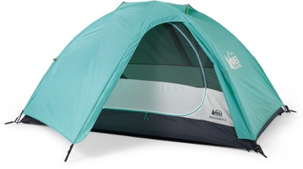 REI Co-op Trailmade Backpacking Bundle 3/4 front view with rainfly (Mineral Teal)