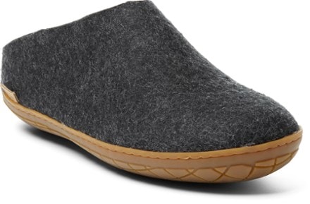 glerups Model BR Slip-On Slippers - Men's 3/4 view (Charcoal)