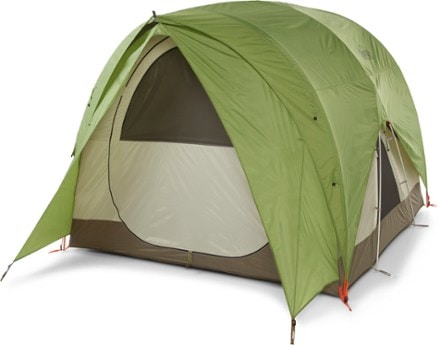 REI Co-op Wonderland 4 Tent 3/4 front view with rainfly (Glen Green)