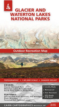 Cairn Cartographics Glacier and Waterton Lakes National Parks Outdoor Recreation Map - 2nd Edition 0