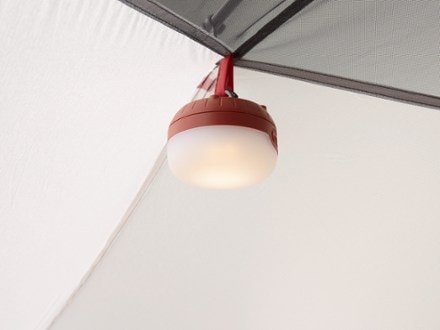 MSR Hubba Hubba 2 Tent Light (sold separately) hung on gear loop