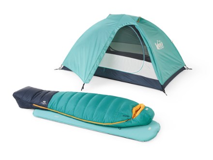 Trailmade Backpacking Bundle [3/4 front view with rainfly (Mineral Teal)]
