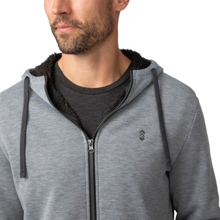 Kefitevd Heren hoodie met sherpa fleece voering, capuchon, ritssluiting, winddicht, warme winter hoodie met zakken, Donkerblauw, L