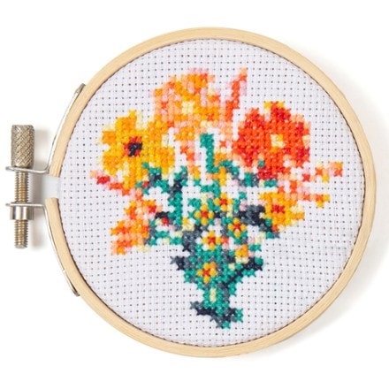 Kikkerland Flowers Mini Cross-Stitch Embroidery Kit 0
