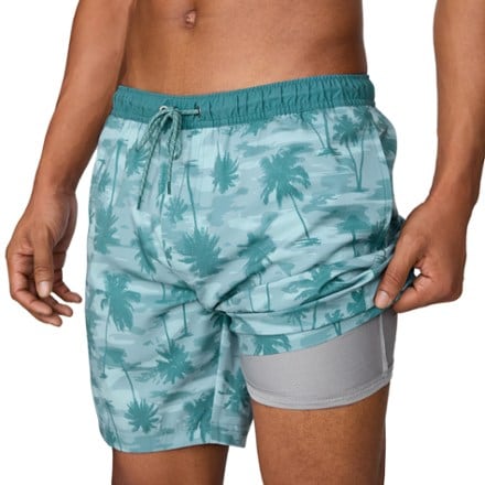 Free Country Contrast Elastic Swim Shorts - Men's 2