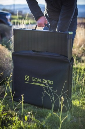 Goal Zero Boulder 100 Solar Panel Briefcase In use