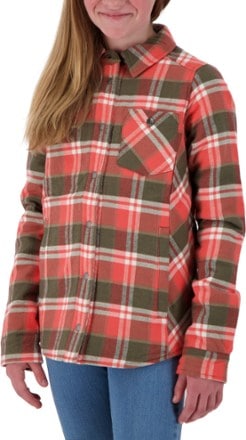 Obermeyer Avery Flannel Insulated Shirt Jacket - Coral Berm Plaid - Kids' 1