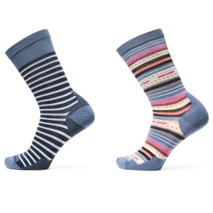 Smartwool Pin Stripe/Margarita Everyday Crew Socks - Women's - 2 Pairs 1