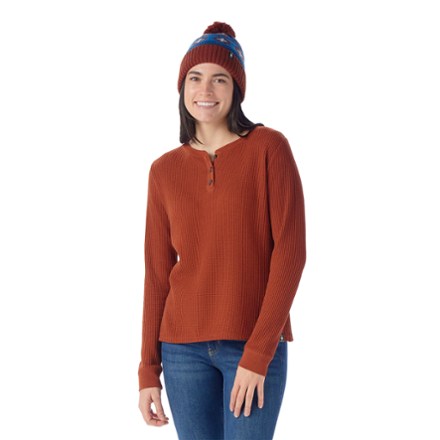 (取寄) スマートウール レディース ワッフル ロング スリーブ ヘンリー Smartwool women Waffle Long Sleeve Henley Pecan Brown Smartwool Women's Waffle Long Sleeve Henley, Ash Heather at