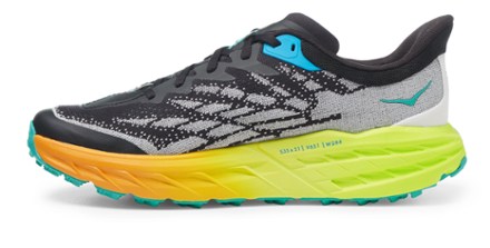 HOKA Speedgoat 5 Trail-Running Shoes - Men's Left view (Black/Evening Primrose)