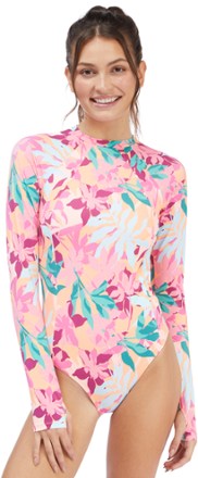 Roxy Active Long-Sleeve Onesie Back-Zip Swimsuit - Women's 1