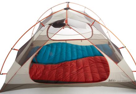 REI Co-op Half Dome 2 Tent with sleeping bags (Lion)