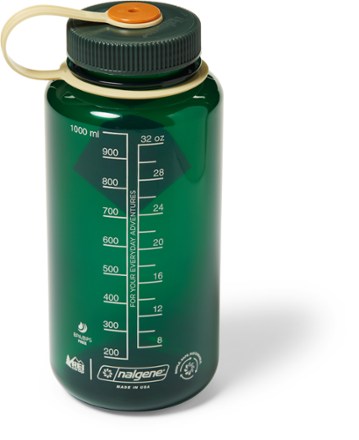 REI Co-op Nalgene Sustain Graphic Wide-Mouth Water Bottle - 32 fl. oz. Back view (Diamond/Green Vine)