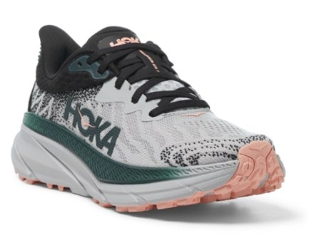 HOKA Challenger 7 Trail-Running Shoes - Women's 3/4 view (Harbor Mist/Spruce)