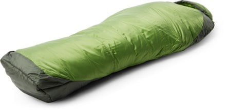 Marmot Trestles Elite Eco 30 Sleeping Bag - Women's 3/4 foot view (Wheatgrass/Crocodile)