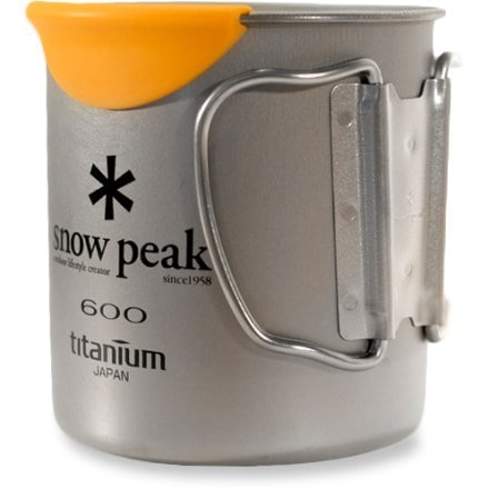 Snow Peak Titanium 600 Mug with HotLips Handles wrap around mug for compact storage