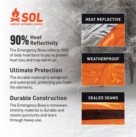 SOL Emergency Bivvy with Rescue Whistle and Tinder Cord 7
